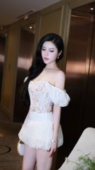 Áo Lưới Nền Ren Tay Phồng