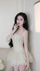 Đầm Lưới Chấm Bi Xòe Tầng