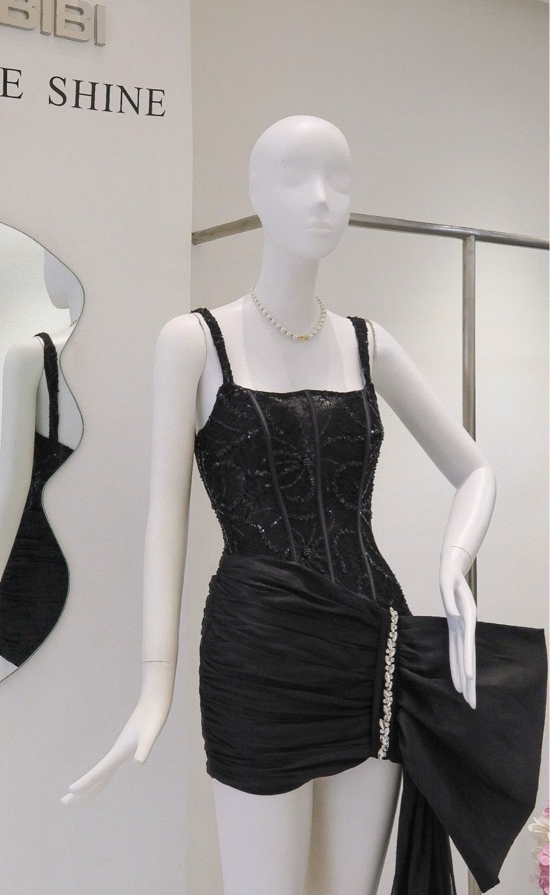 Đầm Kim Sa Phối Voan Viền Đá