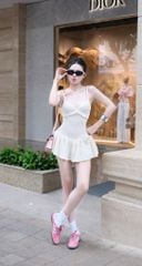 Đầm Thun Len Xòe Kèm Hoa