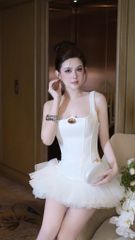 Đầm Phi Phối Lưới Kèm Charm