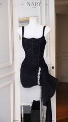 Đầm Kim Sa Phối Voan Viền Đá