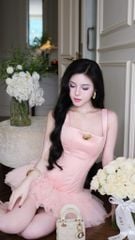 Đầm Phi Phối Lưới Kèm Charm