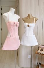 Đầm 2S Khoét Ngực Đính Nơ