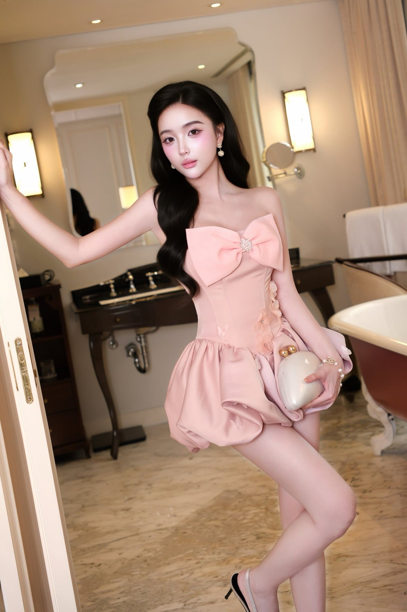 Đầm Bí Đính Nơ Charm