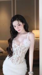 Đầm Ren Phối Tua Rua