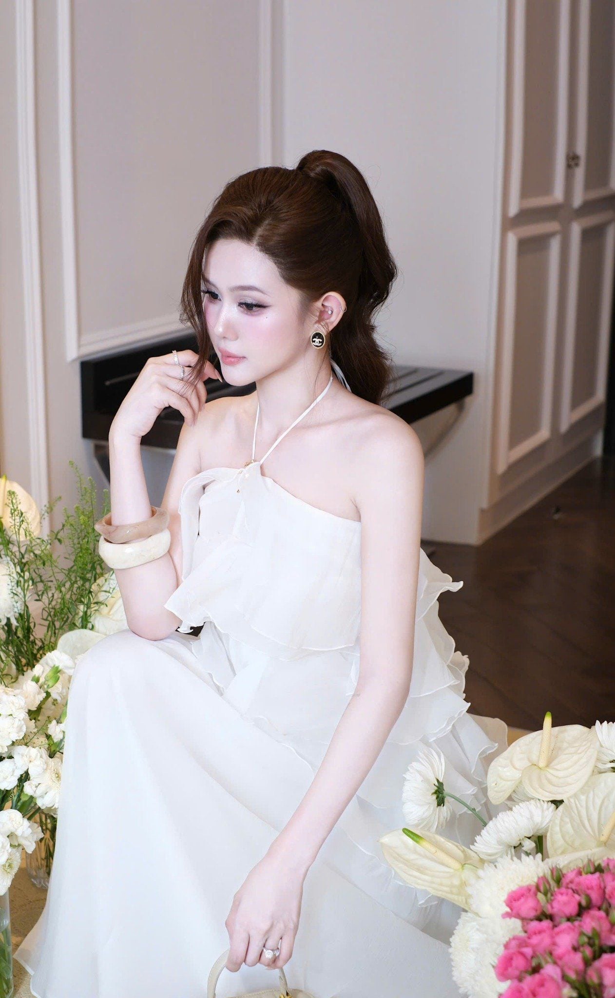 Đầm Yếm Voan Tầng Kèm Charm