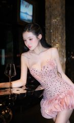 Đầm Lưới Kim Sa Kèm Hoa