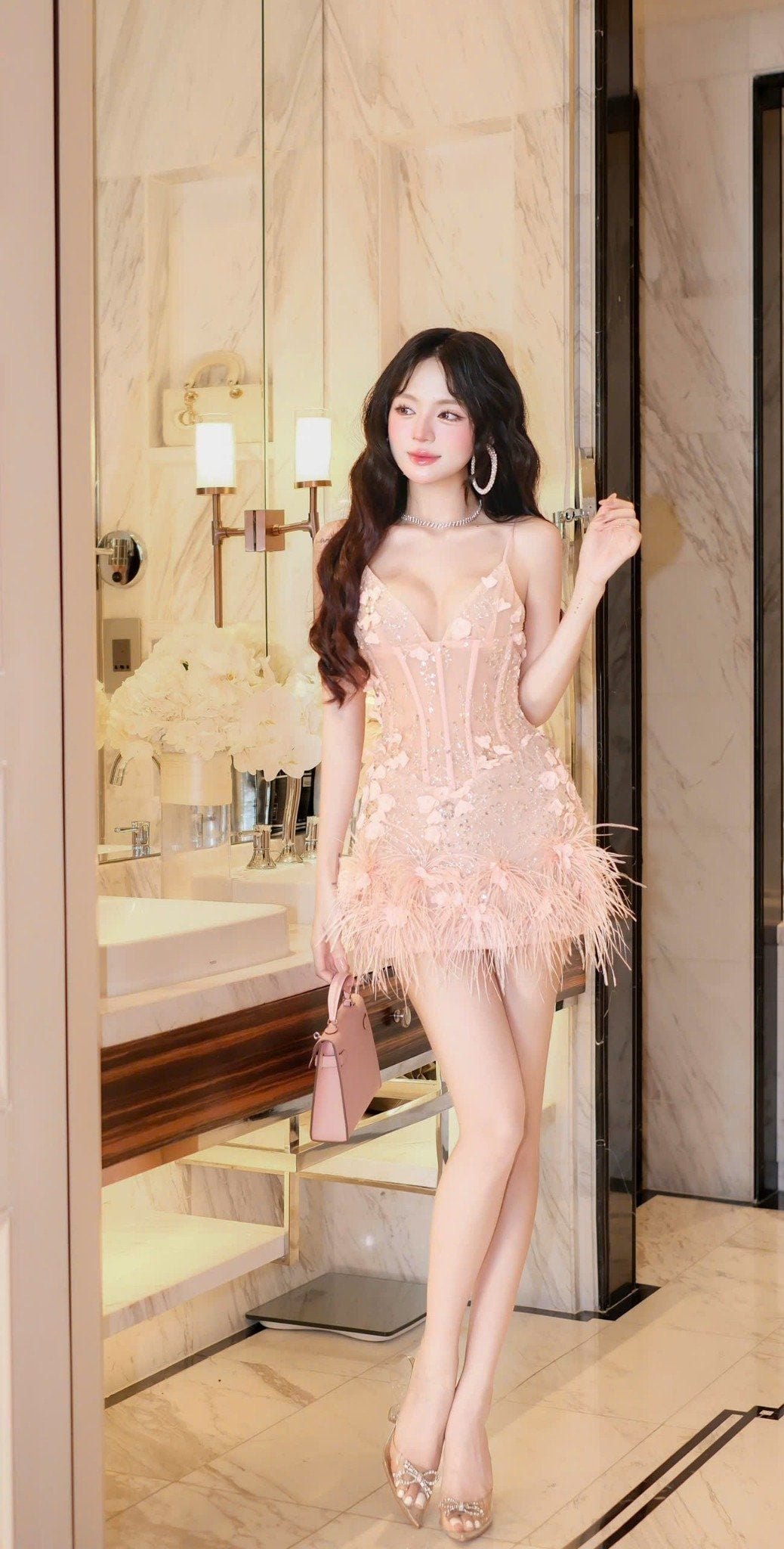 Đầm Kết Kim Sa Đính Hoa