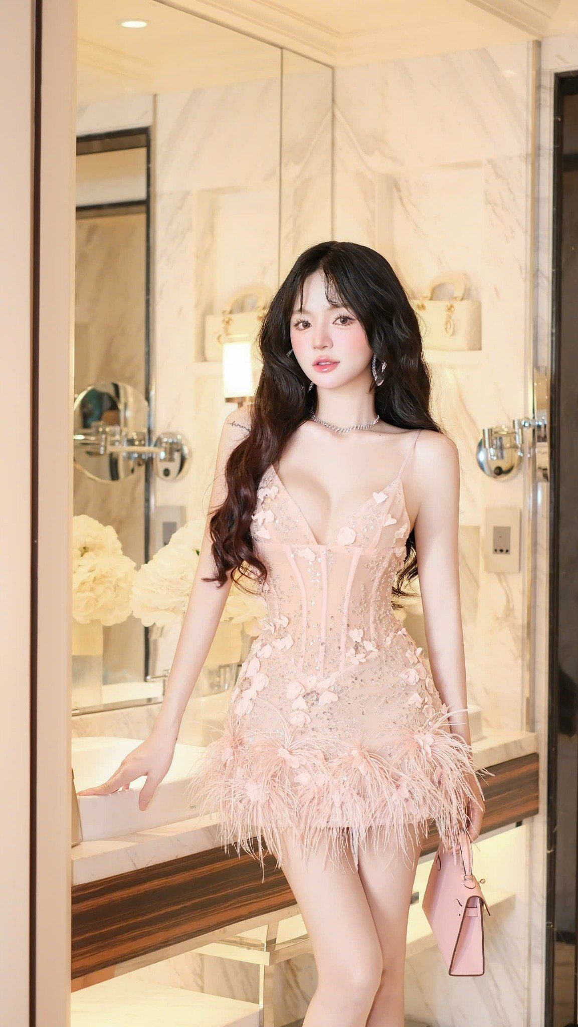 Đầm Kết Kim Sa Đính Hoa