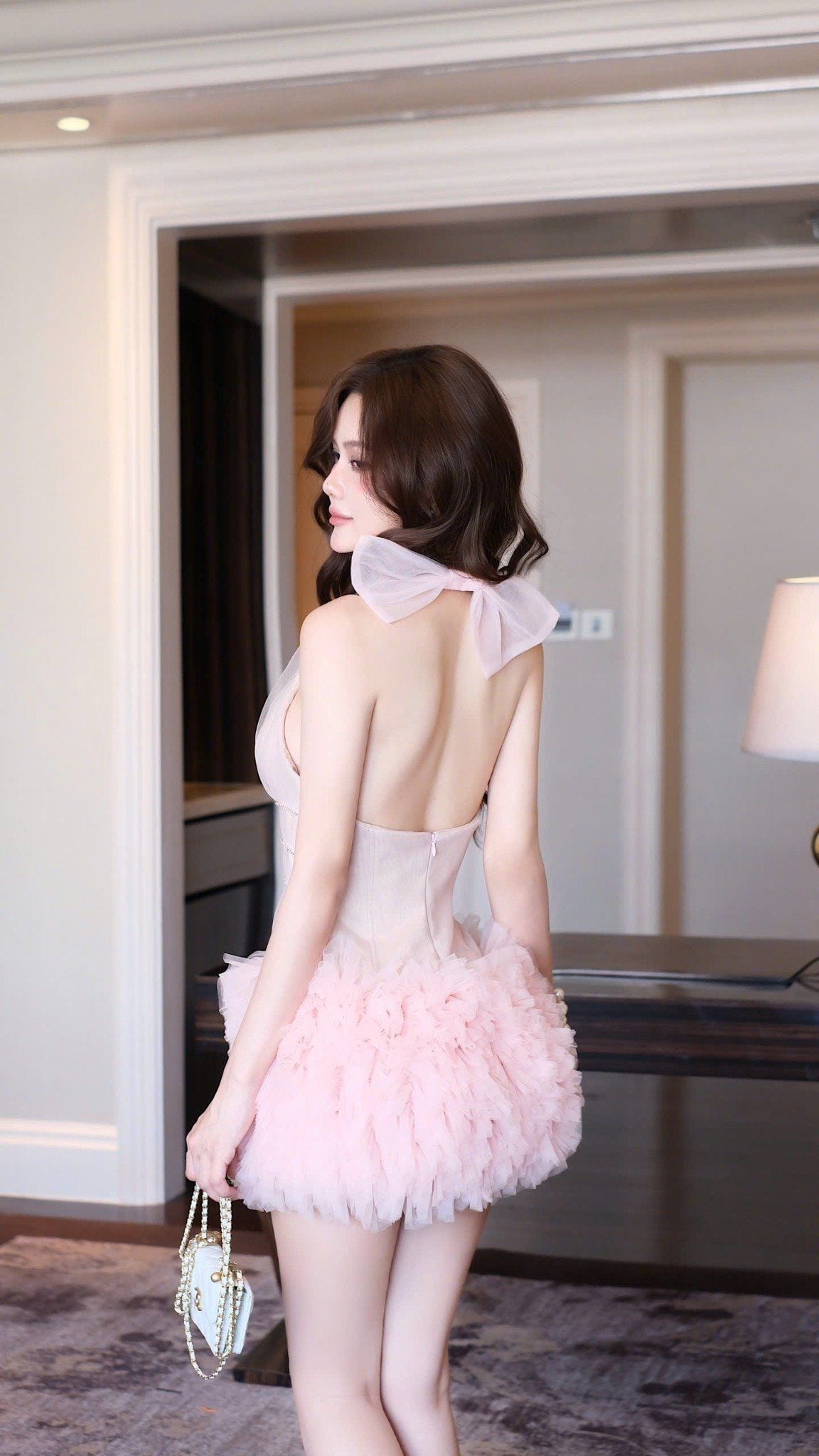 Đầm Yếm Lưới Viền Đá