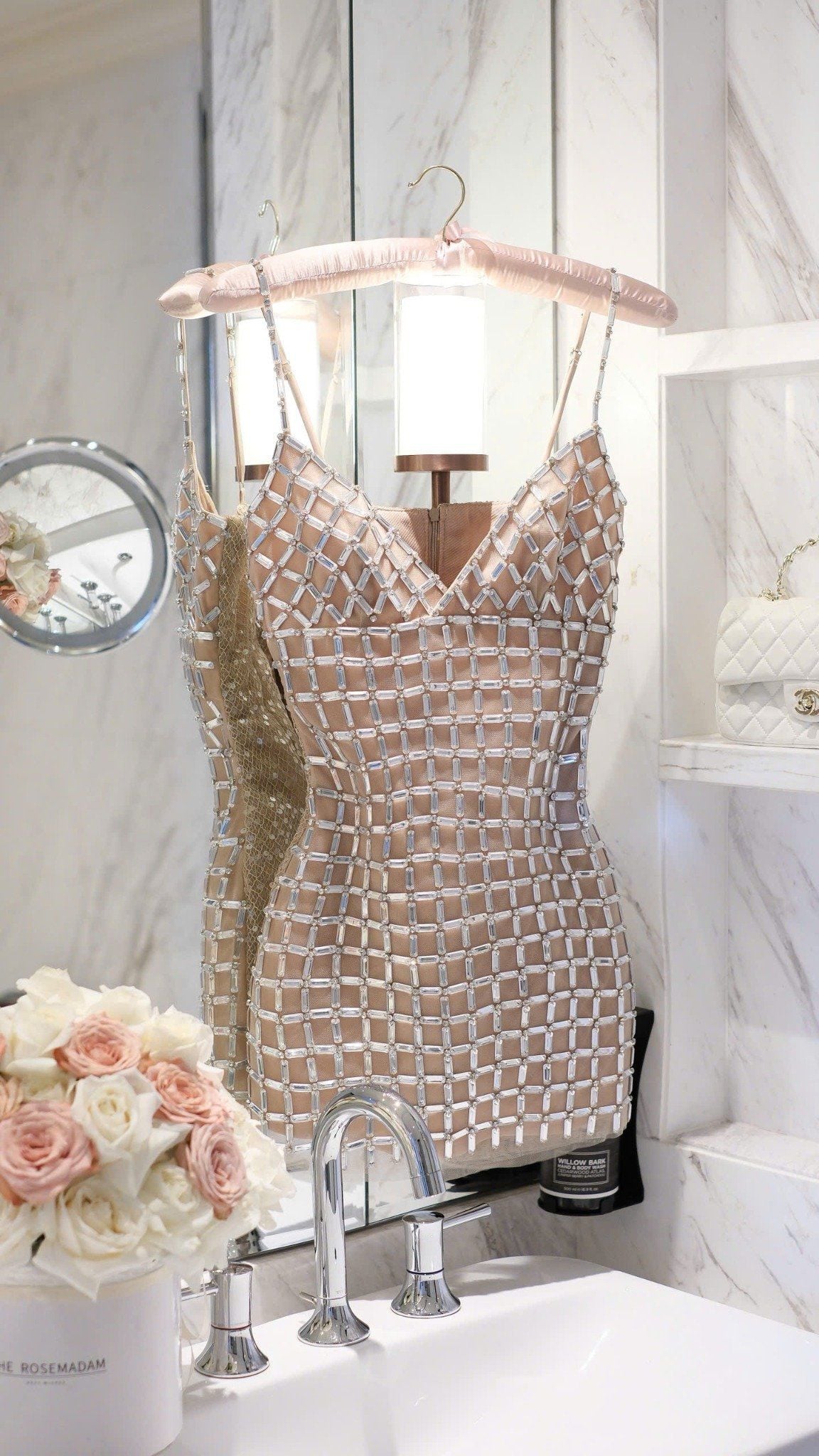 Đầm Lưới Đính Đá Caro