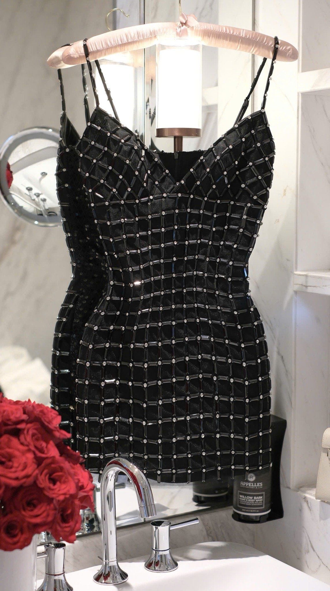 Đầm Lưới Đính Đá Caro