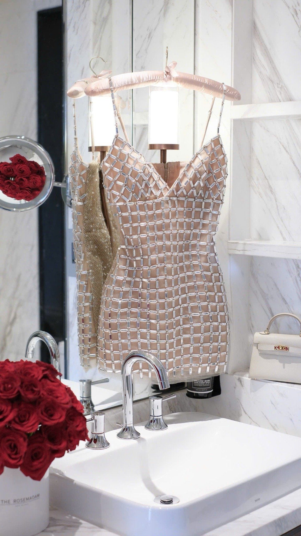 Đầm Lưới Đính Đá Caro