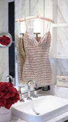 Đầm Lưới Đính Đá Caro