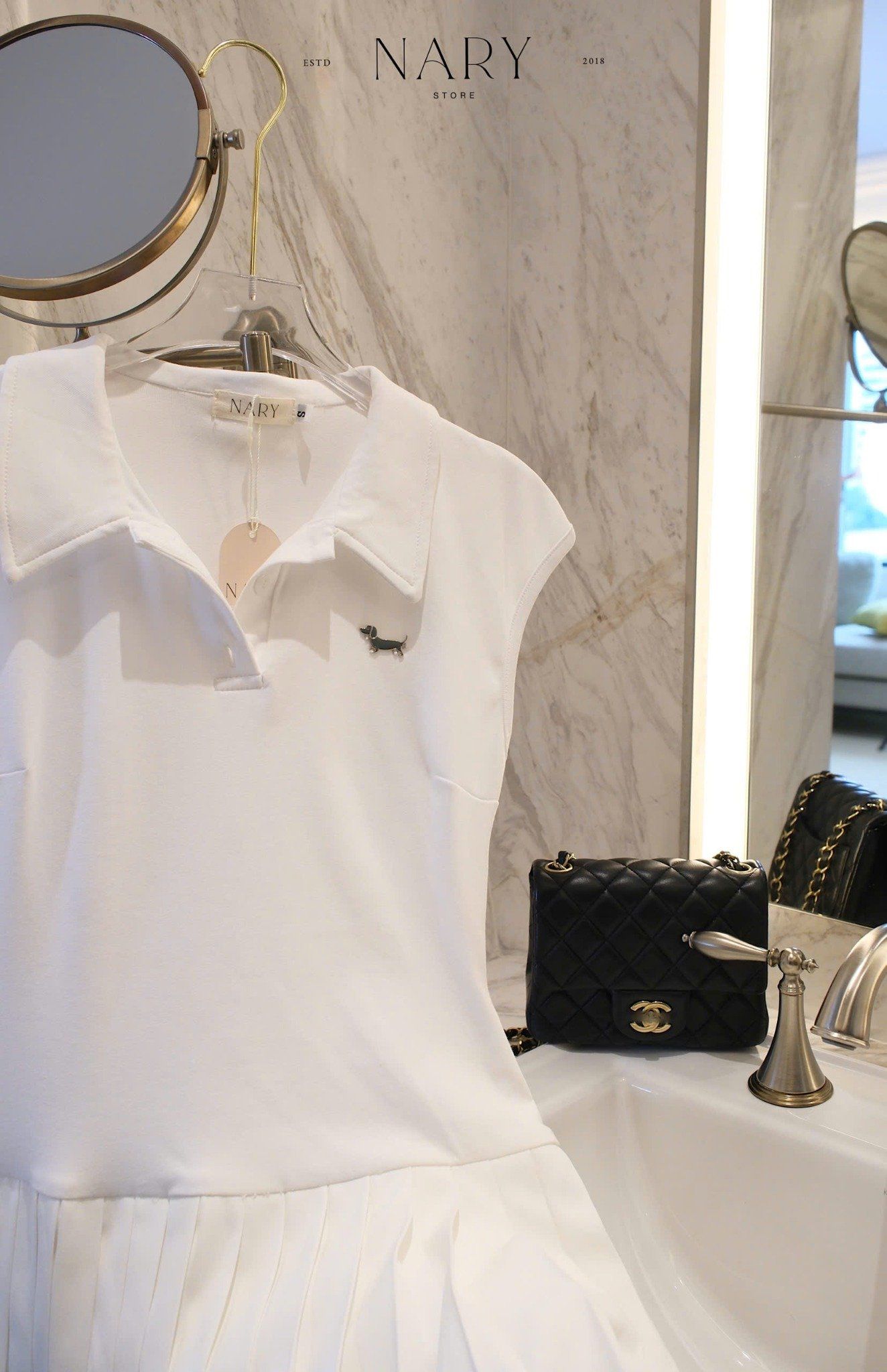 Đầm Xòe Cổ SM Xếp Ly Nhỏ