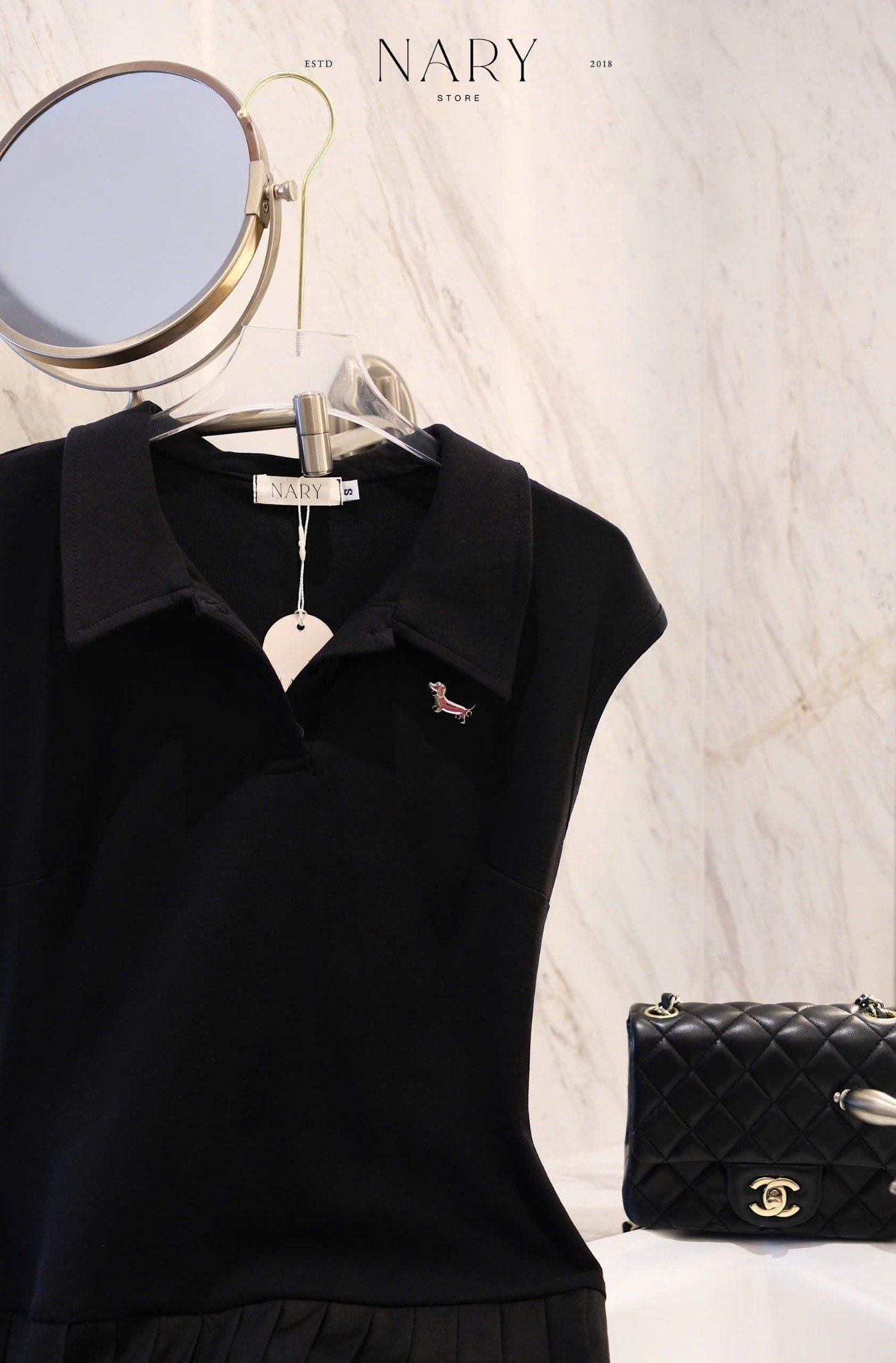 Đầm Xòe Cổ SM Xếp Ly Nhỏ