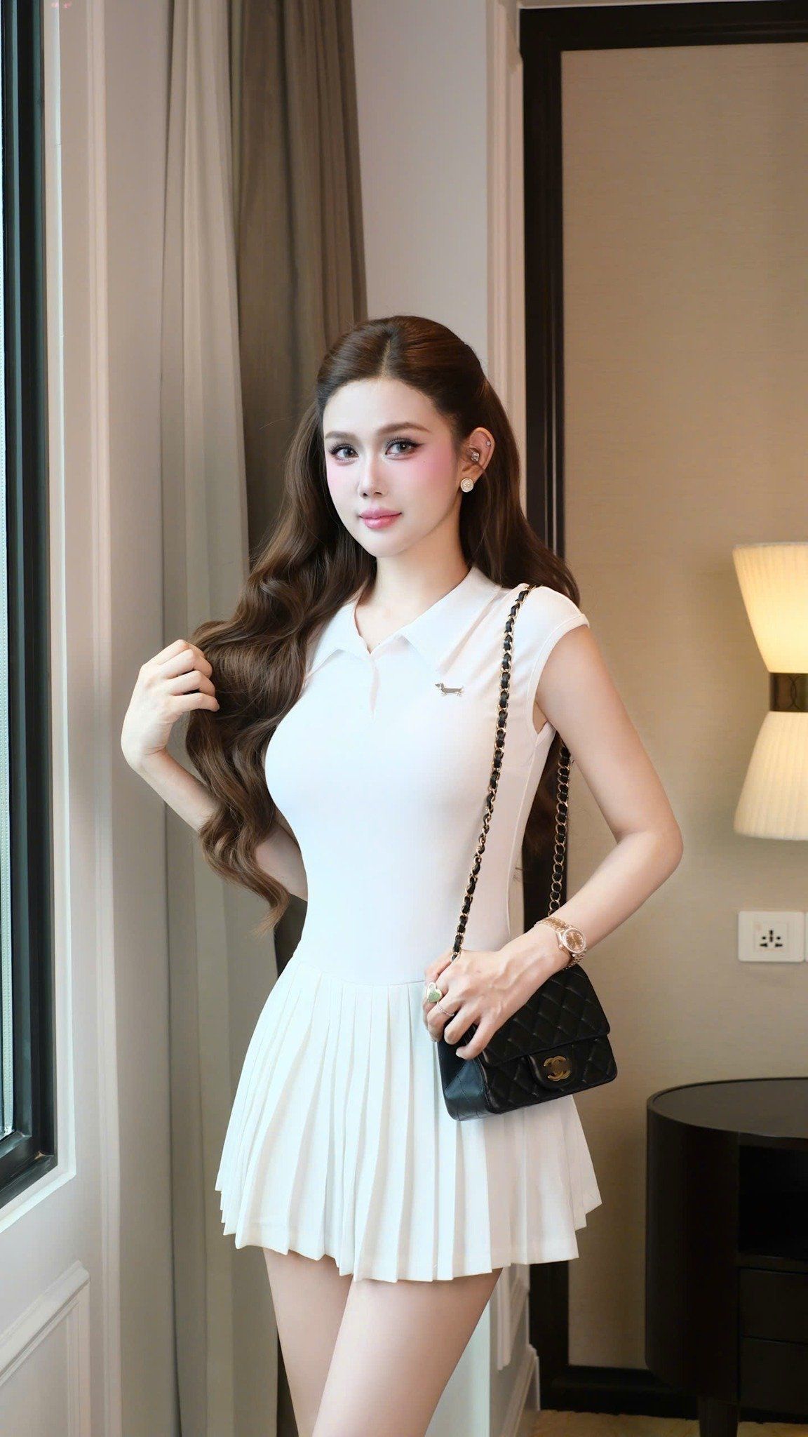 Đầm Xòe Cổ SM Xếp Ly Nhỏ