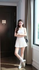 Đầm Xòe Cổ SM Xếp Ly Nhỏ