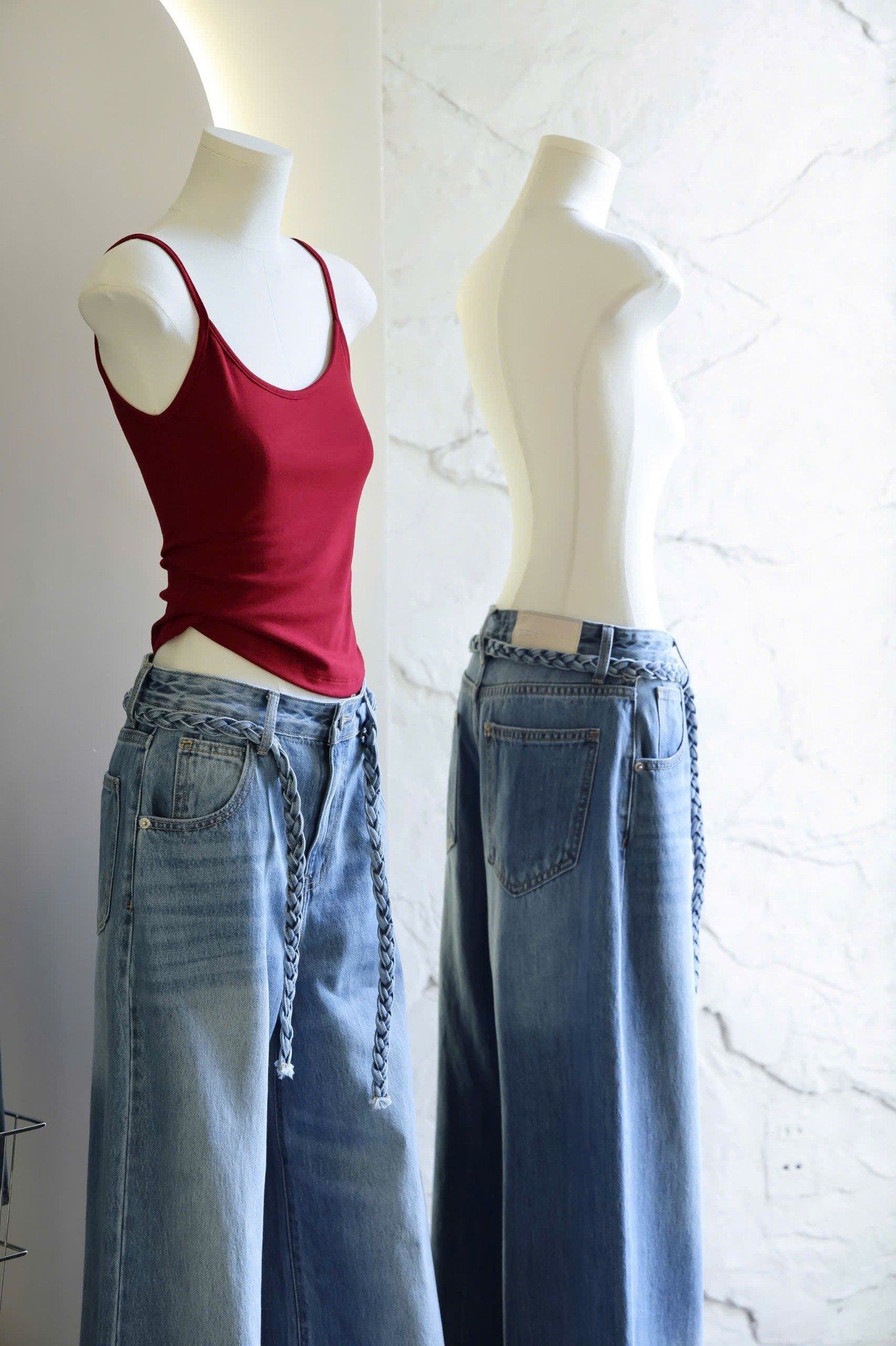 Quần Jean Suông Belt Bính