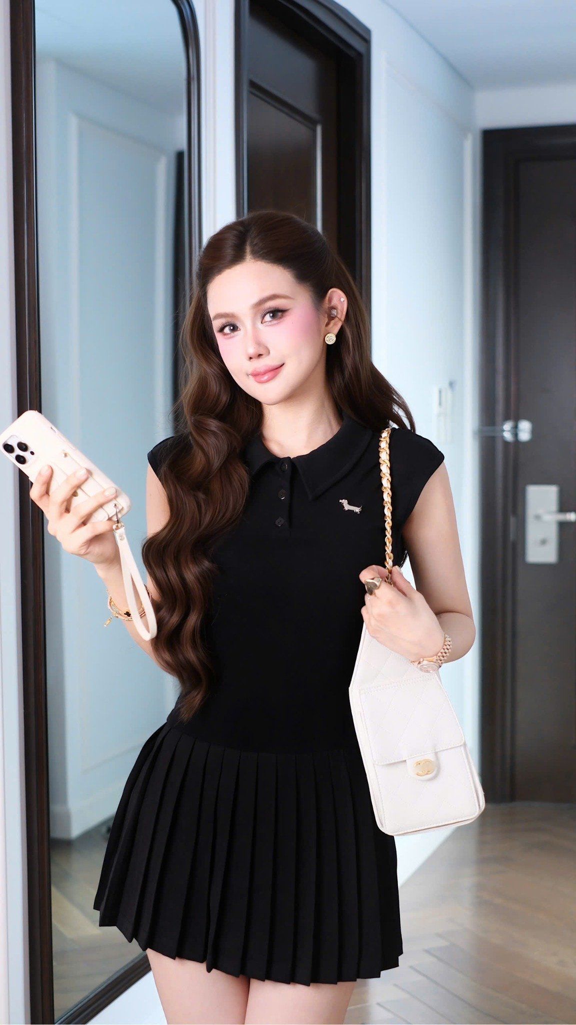 Đầm Xòe Cổ SM Xếp Ly Nhỏ