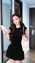 Đầm Xòe Cổ SM Xếp Ly Nhỏ