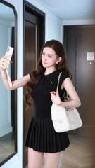 Đầm Xòe Cổ SM Xếp Ly Nhỏ