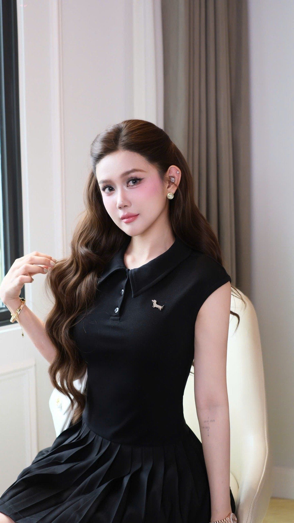 Đầm Xòe Cổ SM Xếp Ly Nhỏ