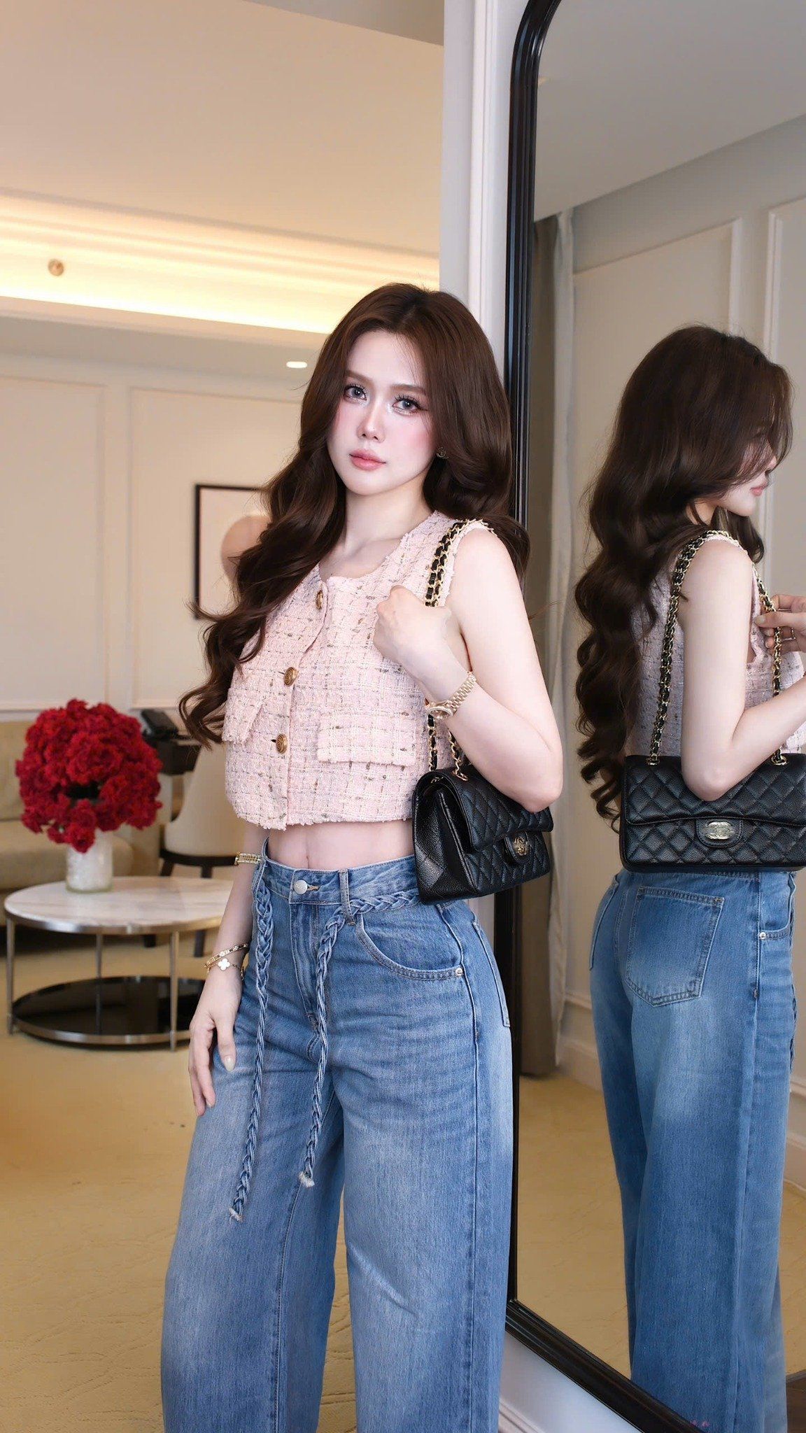 Quần Jean Suông Belt Bính