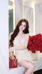 Đầm Lụa Cổ Đổ Kèm Bra