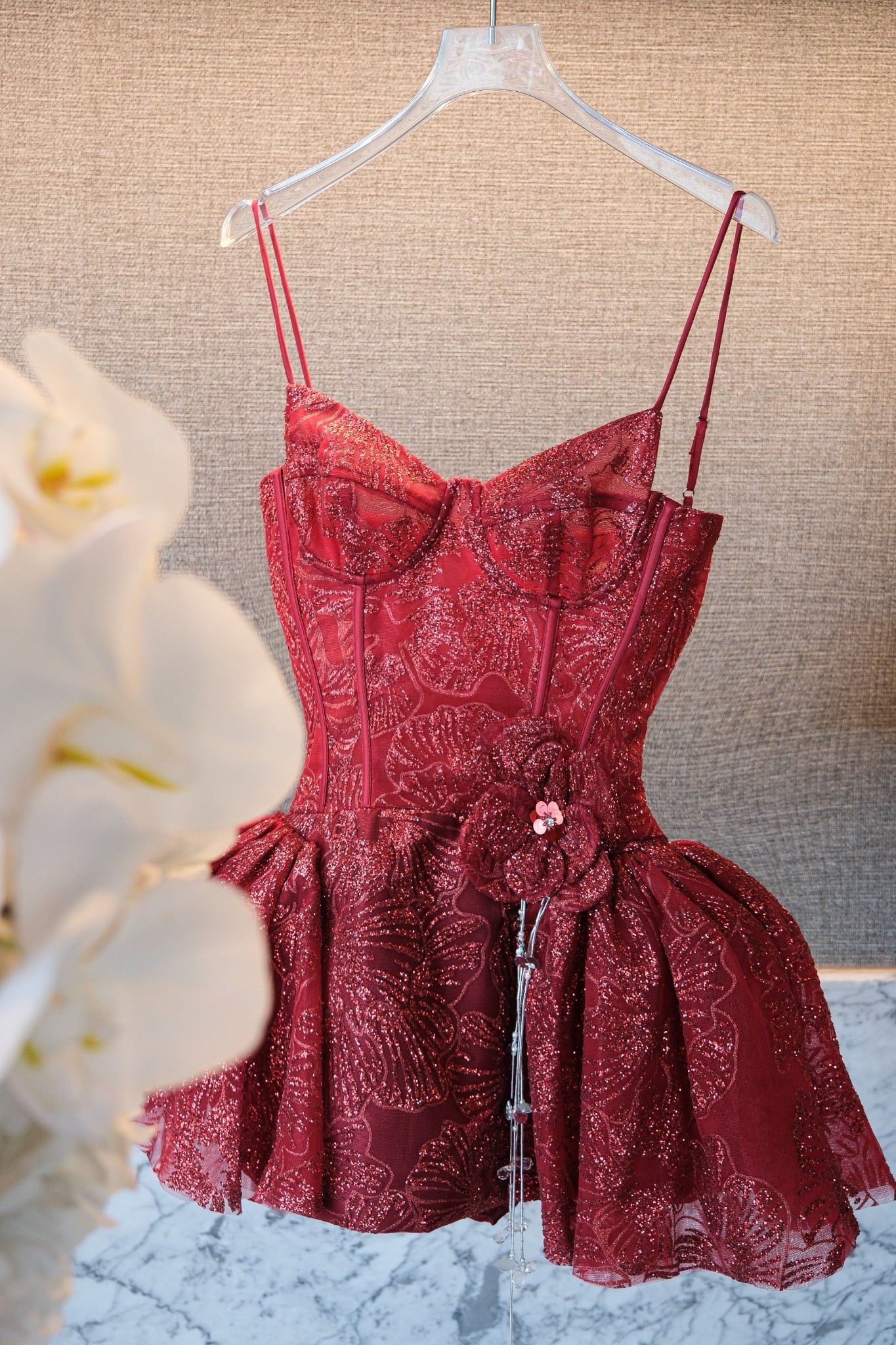 Đầm 2S Xòe Nhũ Đính Hoa