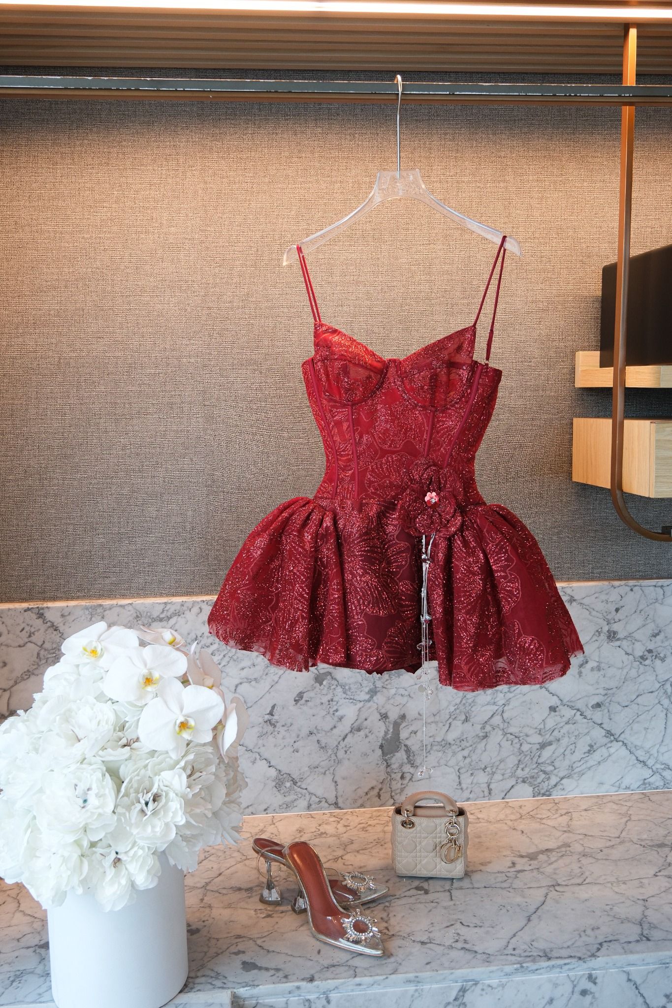 Đầm 2S Xòe Nhũ Đính Hoa