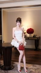 Đầm Viền Đá Thêu Ren Hoa