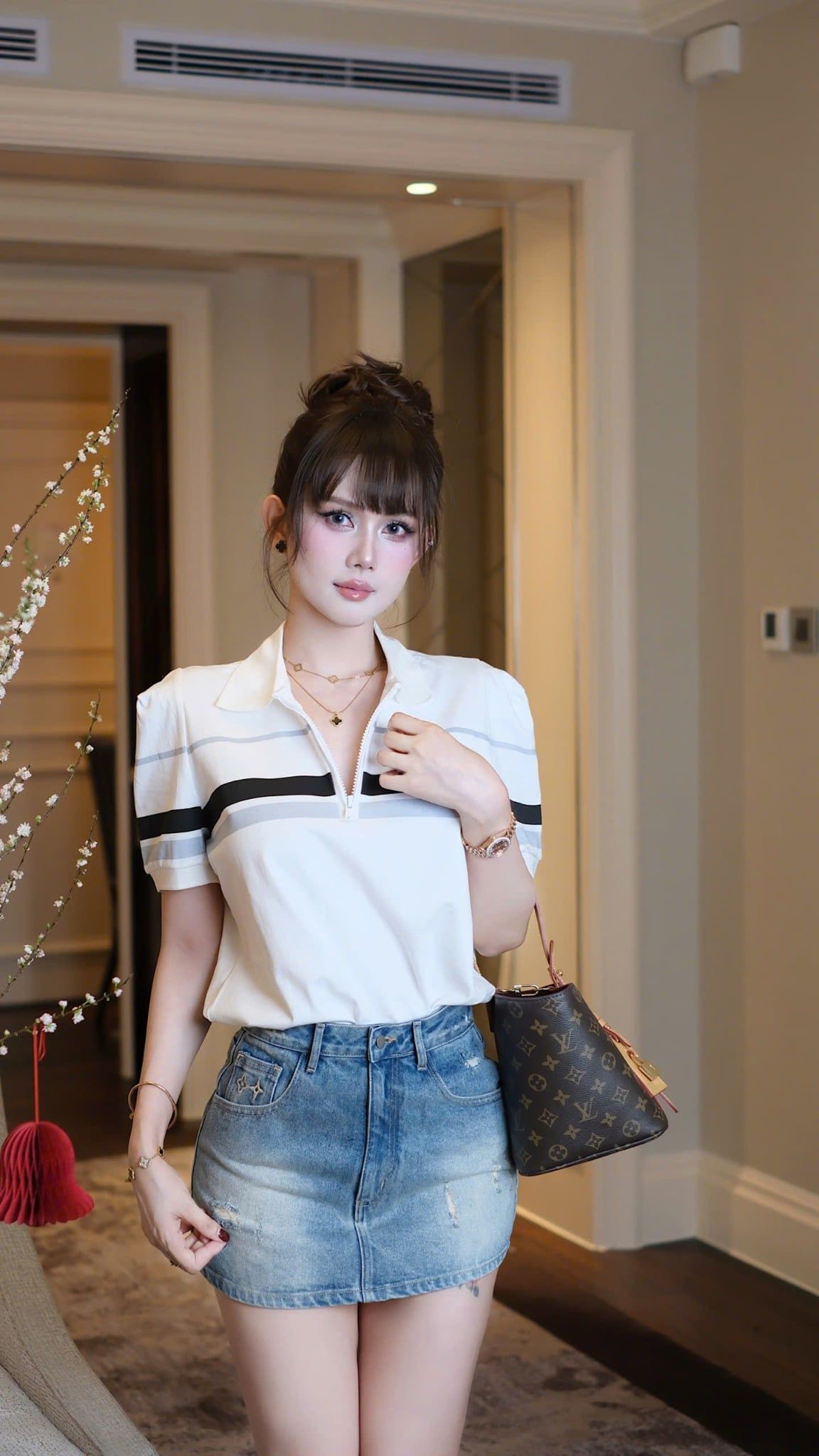 Áo Thun Cổ Sơ Mi Khóa Kéo