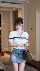 Áo Thun Cổ Sơ Mi Khóa Kéo