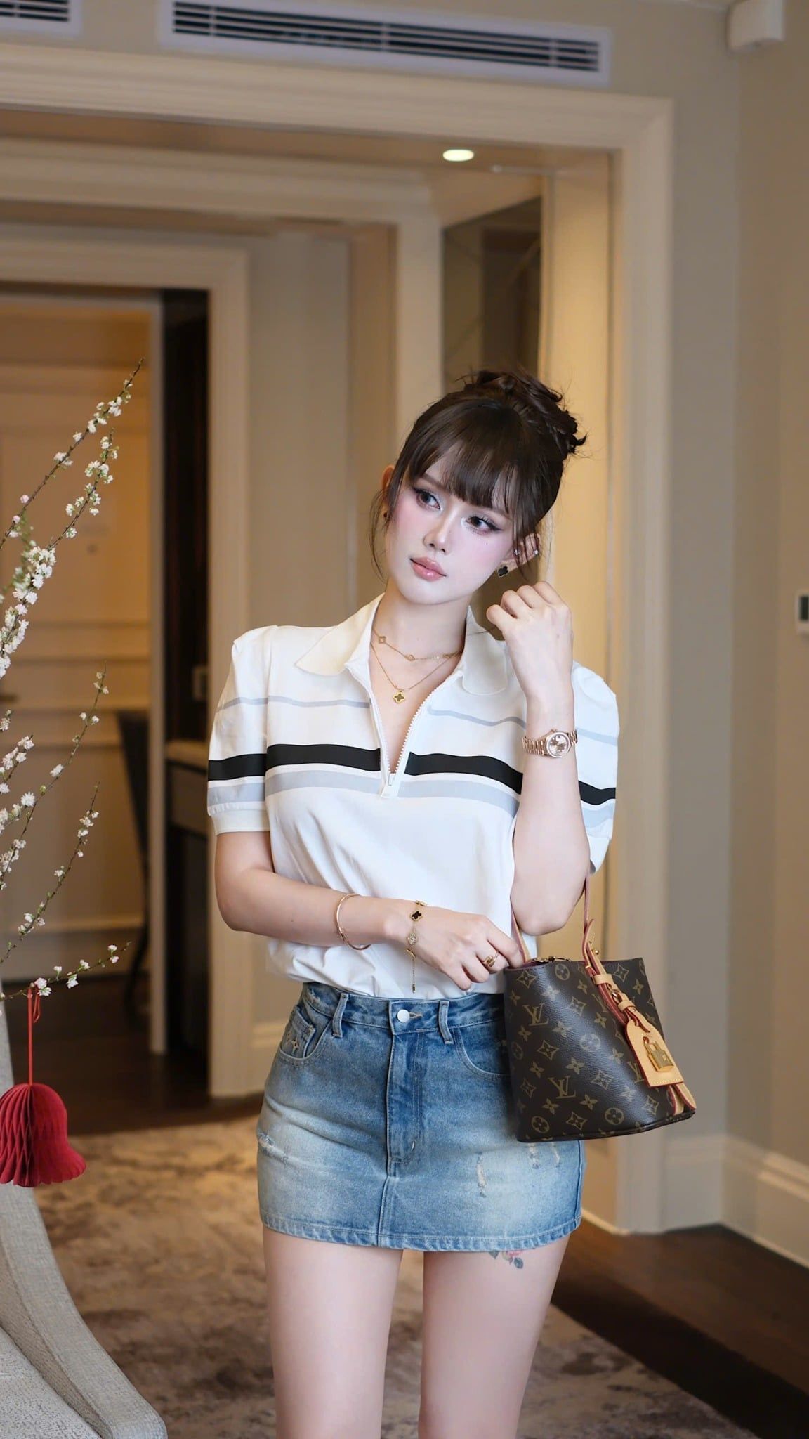 Áo Thun Cổ Sơ Mi Khóa Kéo