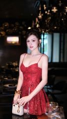 Đầm 2S Xòe Nhũ Đính Hoa