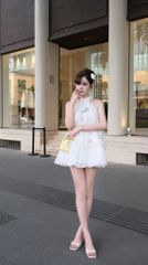 Đầm Yếm Thêu Viền Lông