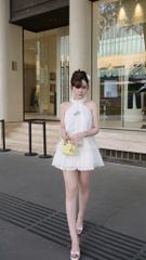 Đầm Yếm Thêu Viền Lông