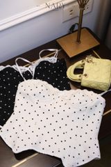 Set Corset Chấm Bi Ren Nơ