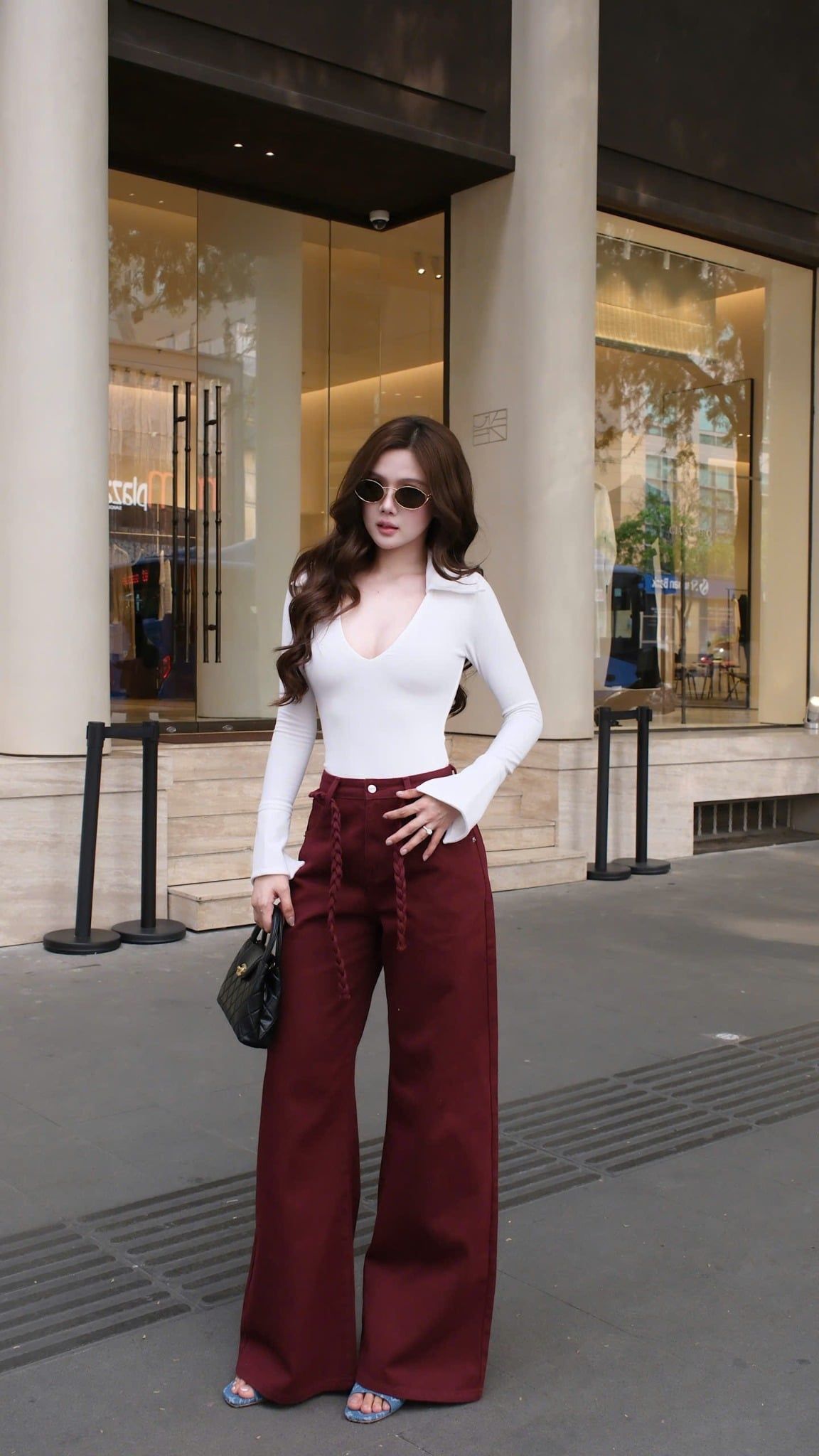 Quần Jean Suông Belt Bính