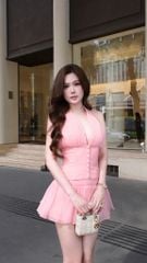 Set Voan Yếm Nút Bọc