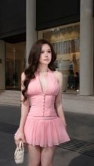 Set Voan Yếm Nút Bọc