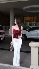 Áo Corset Nhung Đan Dây Sau