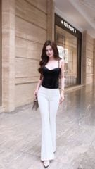 Áo Corset Nhung Đan Dây Sau