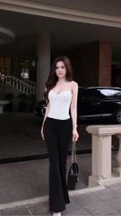 Áo Corset Nhung Đan Dây Sau