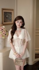 Đầm Ren Xòe Kèm Áo Choàng