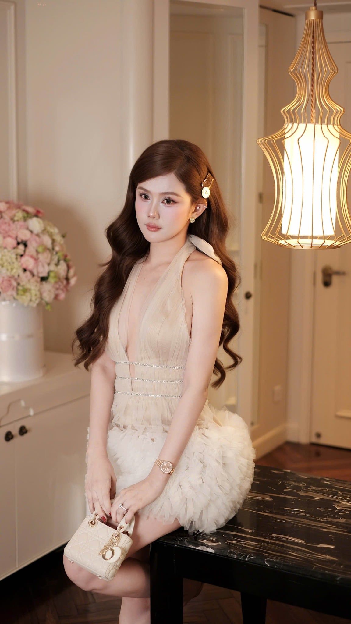 Đầm Yếm Lưới Viền Đá