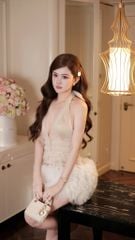 Đầm Yếm Lưới Viền Đá