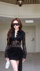 Đầm Ren TD Nút Cổ Sơ Mi